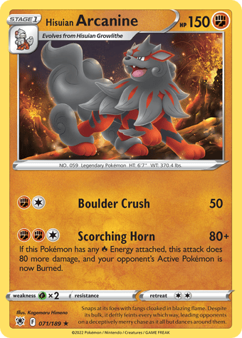 Hisuian Arcanine Astral Radiance Pokemon Card