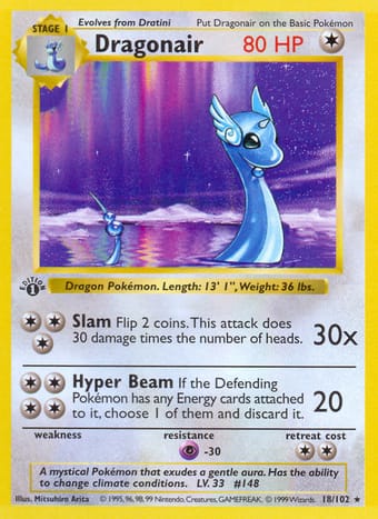 Dragonair Base Set Pokemon Card