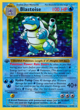Blastoise Base Set Pokemon Card Blastoise Base Set Pokemon Card