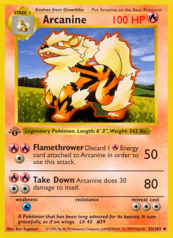 Arcanine Base Set Pokemon Card