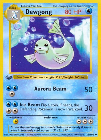 Dewgong Base Set Pokemon Card