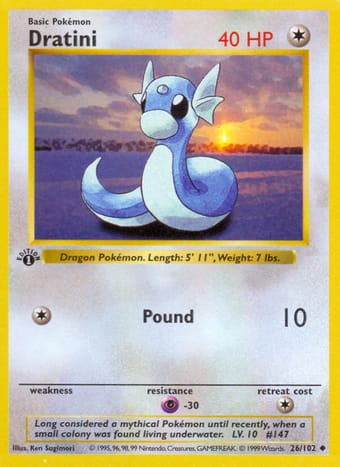 Dratini Base Set Pokemon Card