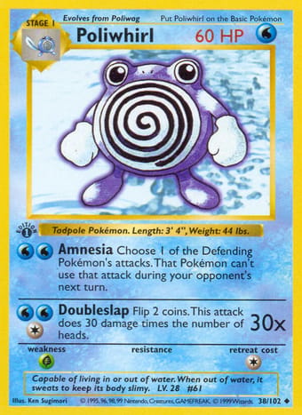 Poliwhirl Base Set Pokemon Card