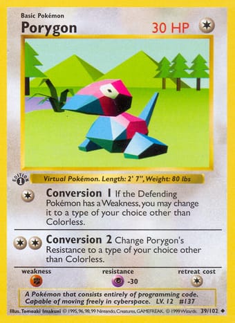 Porygon Base Set Pokemon Card