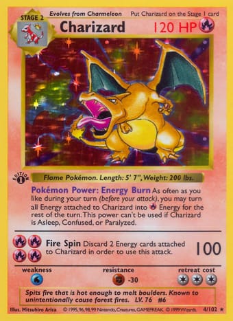 Charizard Base Set Pokemon Card Charizard Base Set Pokemon Card