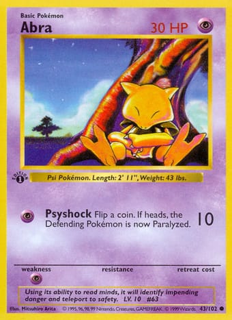 Abra Base Set Pokemon Card