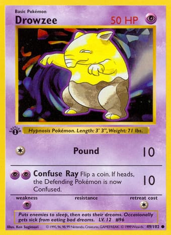 Drowzee Base Set Pokemon Card