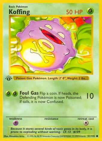 Koffing Base Set Pokemon Card