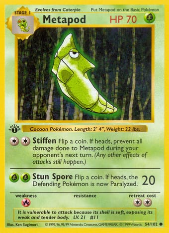 Metapod Base Set Pokemon Card