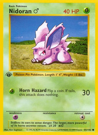 Nidoran♂ Base Set Pokemon Card