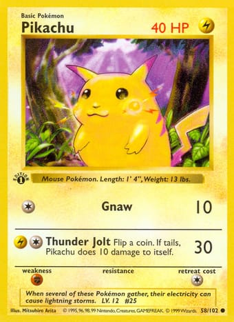 Pikachu Base Set Pokemon Card Pikachu Base Set Pokemon Card