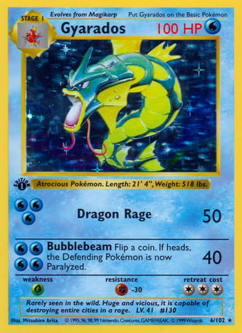 Gyarados Base Set Pokemon Card