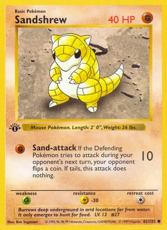 Sandshrew Base Set Pokemon Card