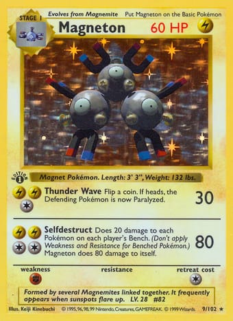 Magneton Base Set Pokemon Card