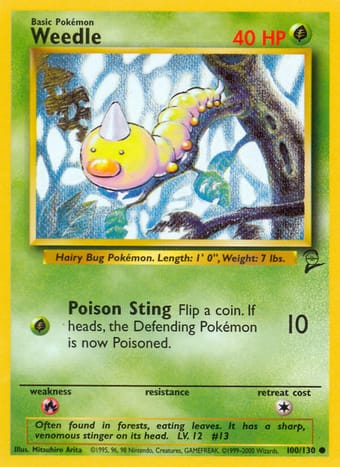 Weedle Base Set 2 Pokemon Card
