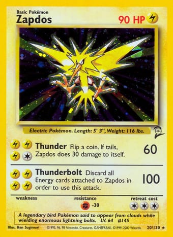 Zapdos Base Set 2 Pokemon Card