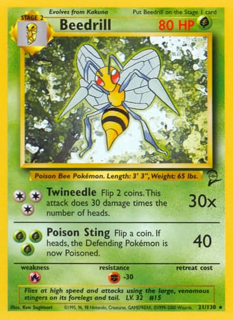 Beedrill Base Set 2 Pokemon Card