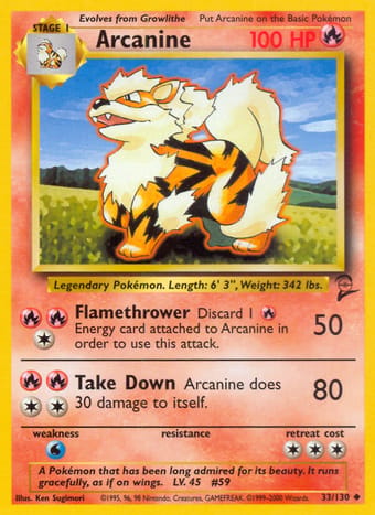 Arcanine Base Set 2 Pokemon Card