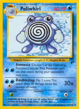 Poliwhirl Base Set 2 Pokemon Card