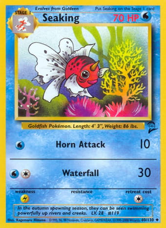 Seaking Base Set 2 Pokemon Card