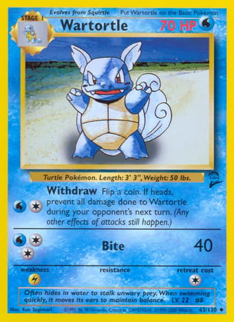 Wartortle Base Set 2 Pokemon Card