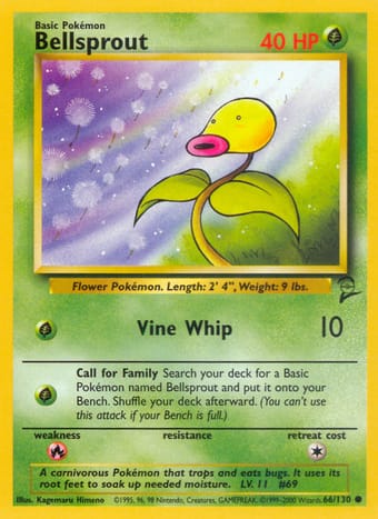 Bellsprout Base Set 2 Pokemon Card