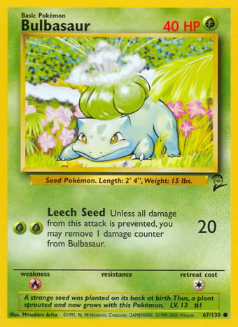 Bulbasaur Base Set 2 Pokemon Card