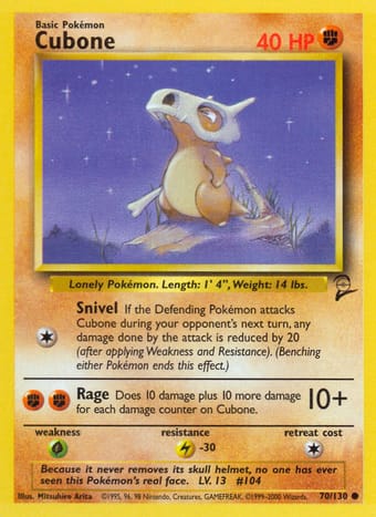 Cubone Base Set 2 Pokemon Card