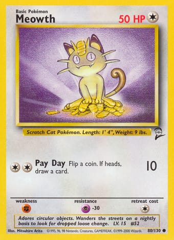 Meowth Base Set 2 Pokemon Card