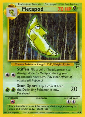 Metapod Base Set 2 Pokemon Card