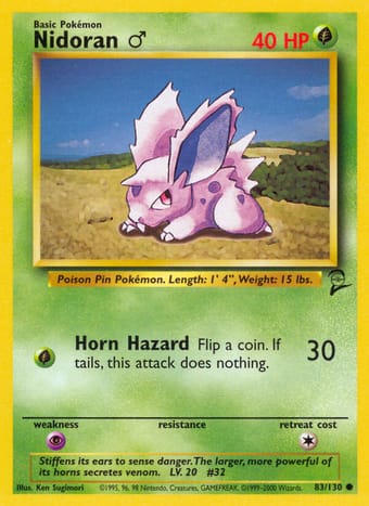 Nidoran♂ Base Set 2 Pokemon Card