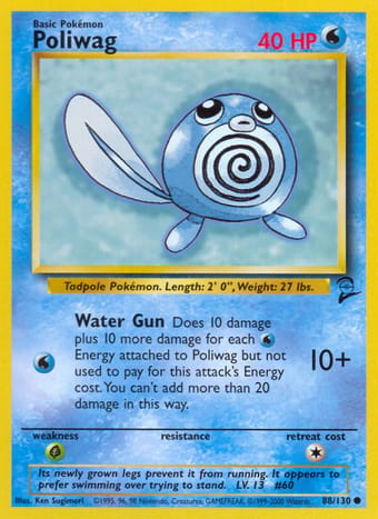 Poliwag Base Set 2 Pokemon Card