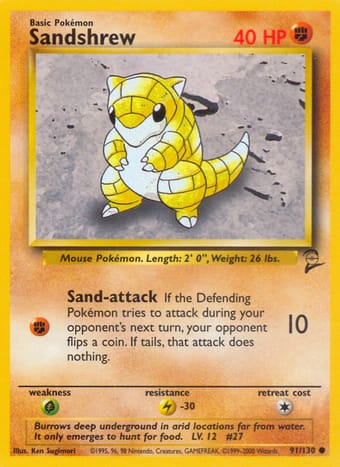 Sandshrew Base Set 2 Pokemon Card
