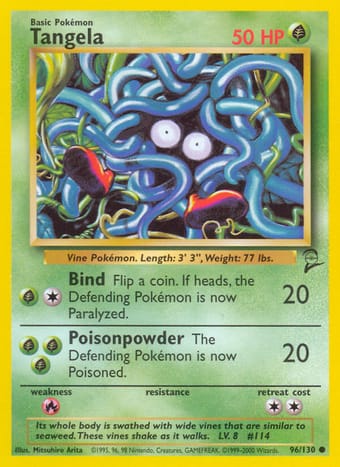 Tangela Base Set 2 Pokemon Card
