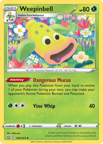 Weepinbell Battle Styles Pokemon Card