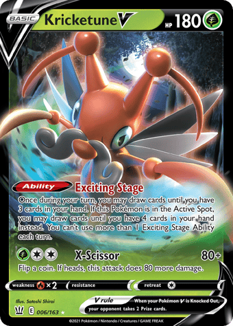 Kricketune V Battle Styles Pokemon Card