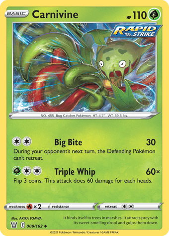Carnivine Battle Styles Pokemon Card
