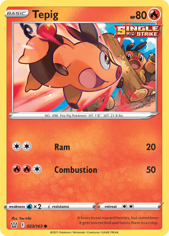 Tepig Battle Styles Pokemon Card