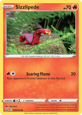 Sizzlipede Battle Styles Pokemon Card