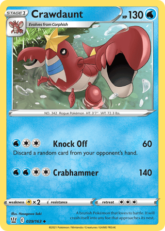 Crawdaunt Battle Styles Pokemon Card