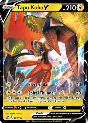 Tapu Koko V Battle Styles Pokemon Card