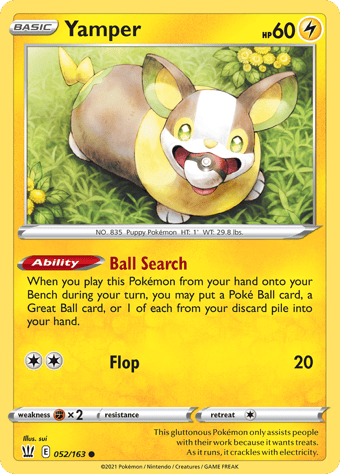 Yamper Battle Styles Pokemon Card