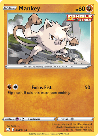 Mankey Battle Styles Pokemon Card
