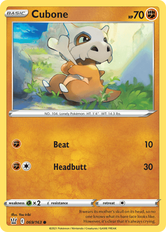 Cubone Battle Styles Pokemon Card