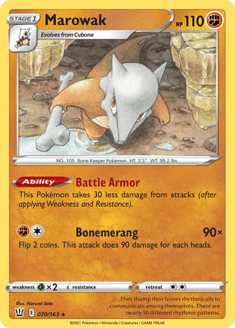 Marowak Battle Styles Pokemon Card