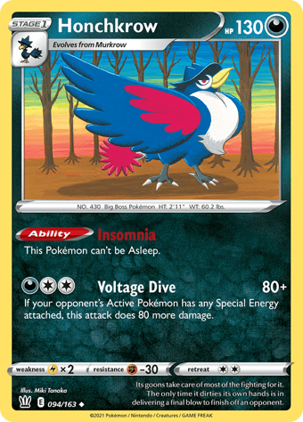 Honchkrow Battle Styles Pokemon Card