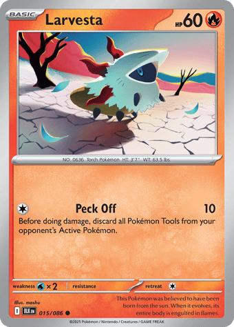 Larvesta Black Bolt Pokemon Card
