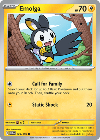 Emolga Black Bolt Pokemon Card