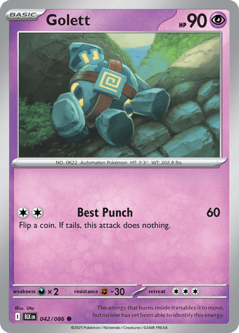 Golett Black Bolt Pokemon Card