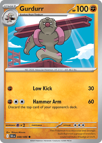 Gurdurr Black Bolt Pokemon Card